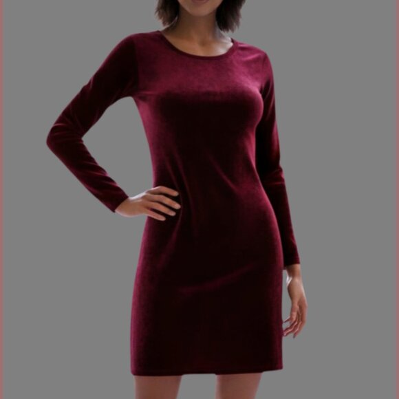 Banana Republic Burgundy Stretch Velour Party Holiday Dress - Picture 2 of 9
